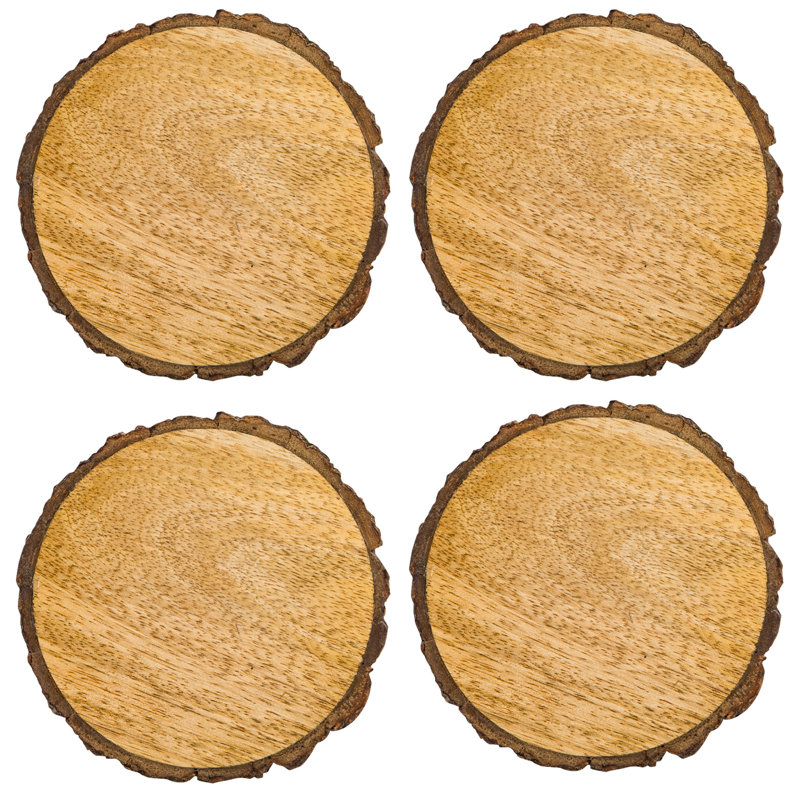 Wood Round 4 Piece Coaster Set