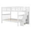 Lit superposé double au-dessus de double, structure de lit superposé en bois avec escalier, lit superposé avec rangement et garde-corps pour garçons adultes-1983639730