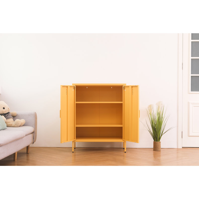 Armoire de rangement en métal, Jaune