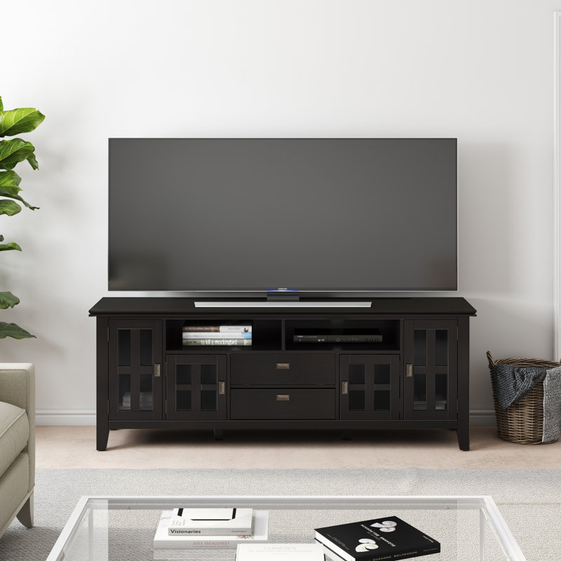 Hickory Brown Artisan 72" Solid Wood Media Stand with Storage