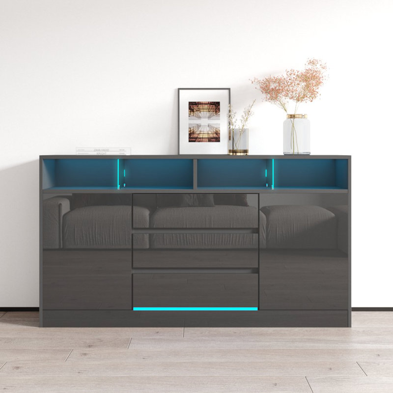 Disparo Sideboard with 16-Color LED Lighting, Gray