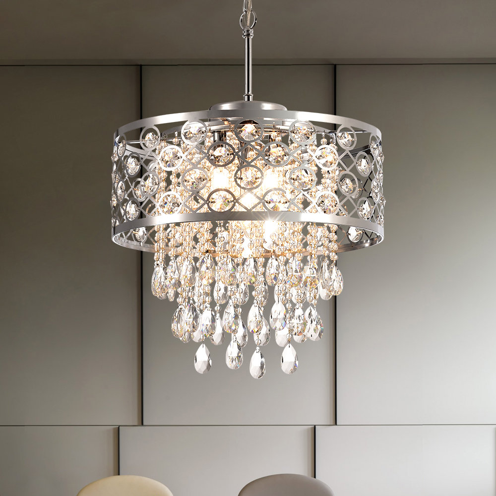 Jolie 5 - Light Dimmable Lantern Drum Chandelier with Crystal Accents Etta Avenue™ 