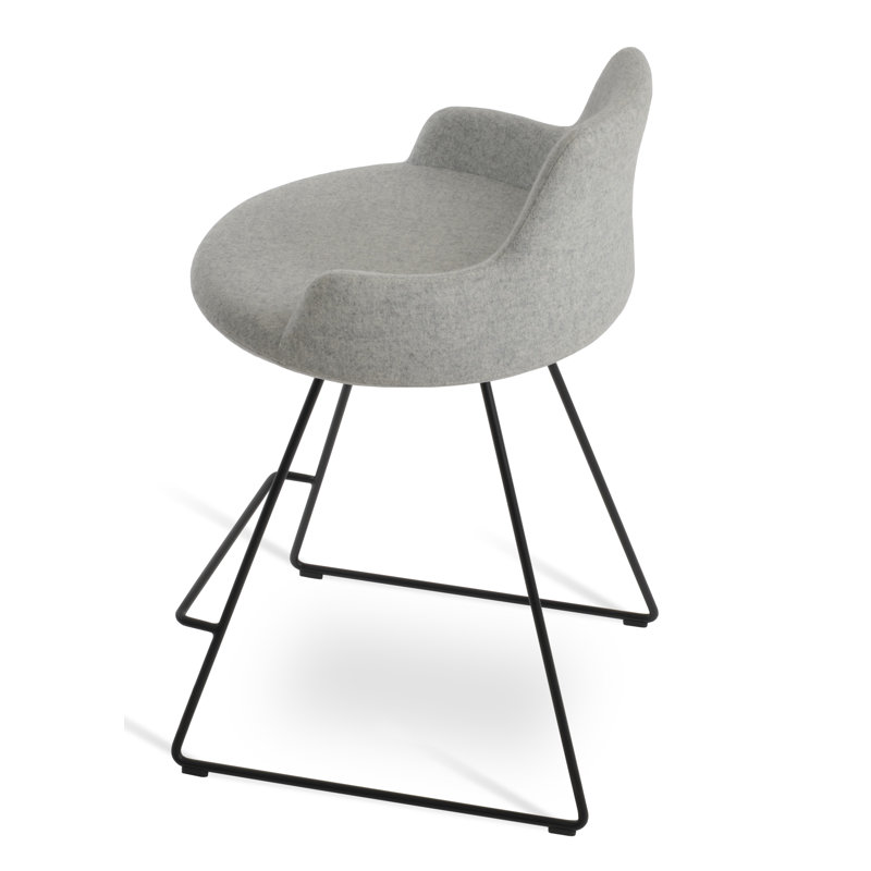 Tabouret de bar et de bar Dervish, Tabouret de bar (siège d'une hauteur de 29,5 po), Noir, Laine argentée