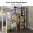 Loft Bunk Bed with Desk, Stairs, Drawers and Storage Shelves, L-Shaped Metal Bunk Bed with Charging Station and LED Light-1360362526
