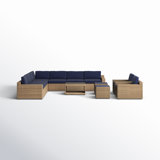 Eastford Wood 10 - Person Modular Patio Conversation Sets with Cushions