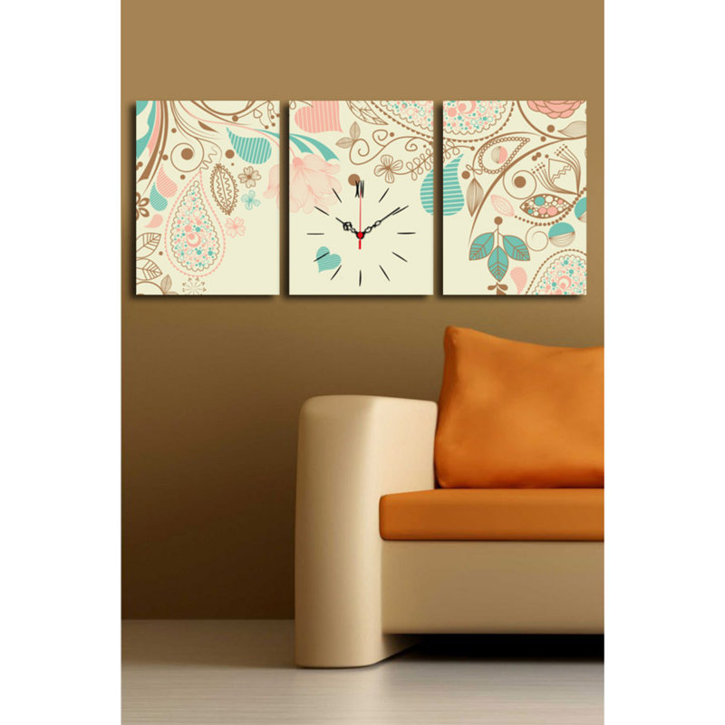 Elegant 3-Piece Decorative Canvas Wall Clock Set, Suede Canvas, Total Size: 37.8 x 15.7 inches | Sturdy 100% Wooden Frame, Thickness: 1.2 inches | Perfect for Home Decor & Modern Interiors, Unique Design