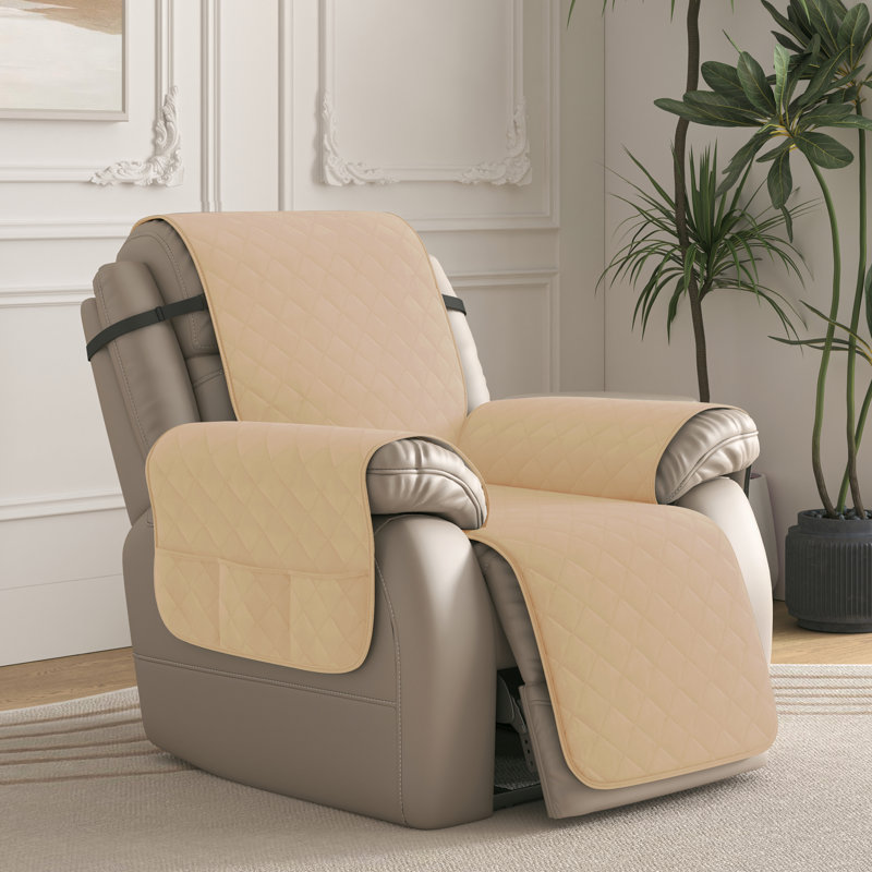 Housse matelassée et réversible pour fauteuil inclinable, Sable, Grand H 91 po x l 28 po x P 22 po