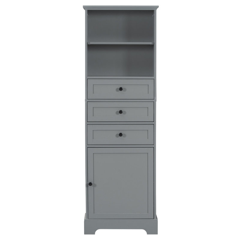 Armoire de rangement en panneau de fibres à densité moyenne peinte avec 3 tiroirs et tablettes réglables - Organisateur polyvalent pour salle de bain, bureau et bureau
