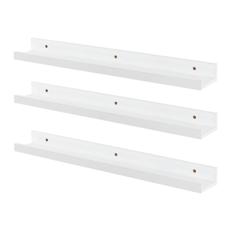 Harbour Housewares - Kids Floating Gallery Bookshelves, 4.5cm H x 56cm H x 8.5cm D, Off-White
