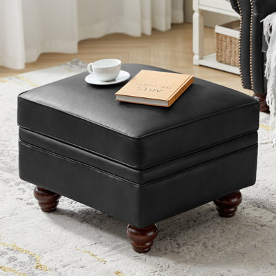 Djuana Transitional 27" Leather Ottoman with Storage