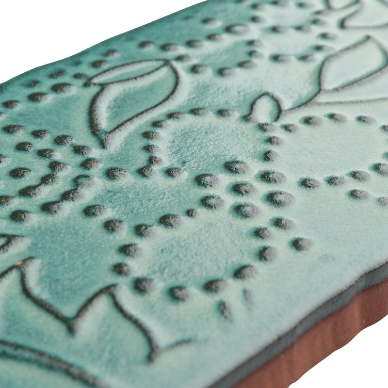 Antic Feelings 3" x 6" Ceramic Patterned Subway Tile, Feelings Lava Verde