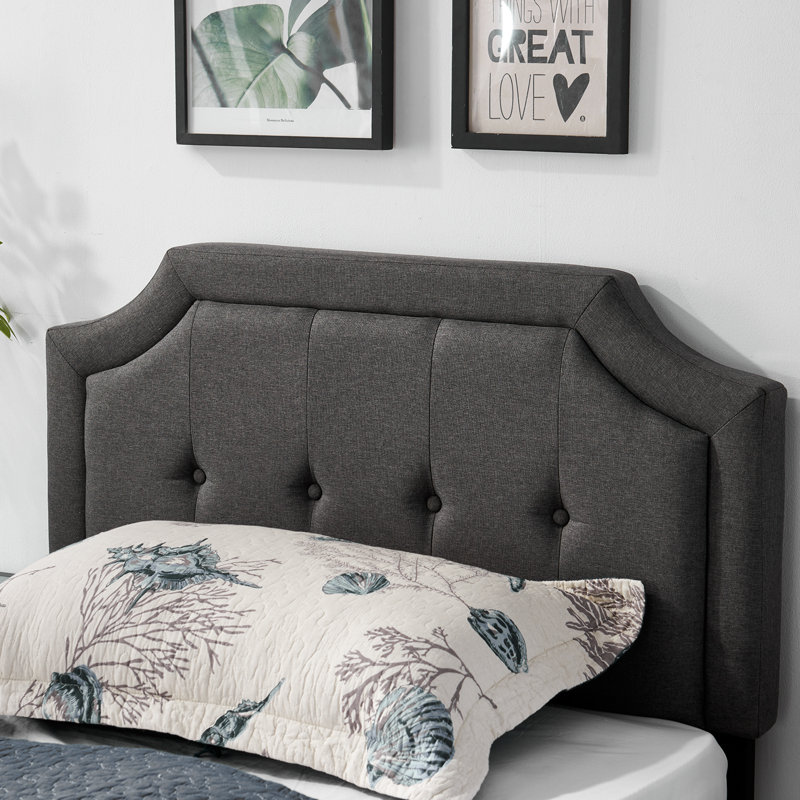 Saylah Set of 2 Upholstered Platform Bed, Tufted Adjustable Headboard, Noise-Free Support,  for Guest Rooms & Two Bed Room Setups
