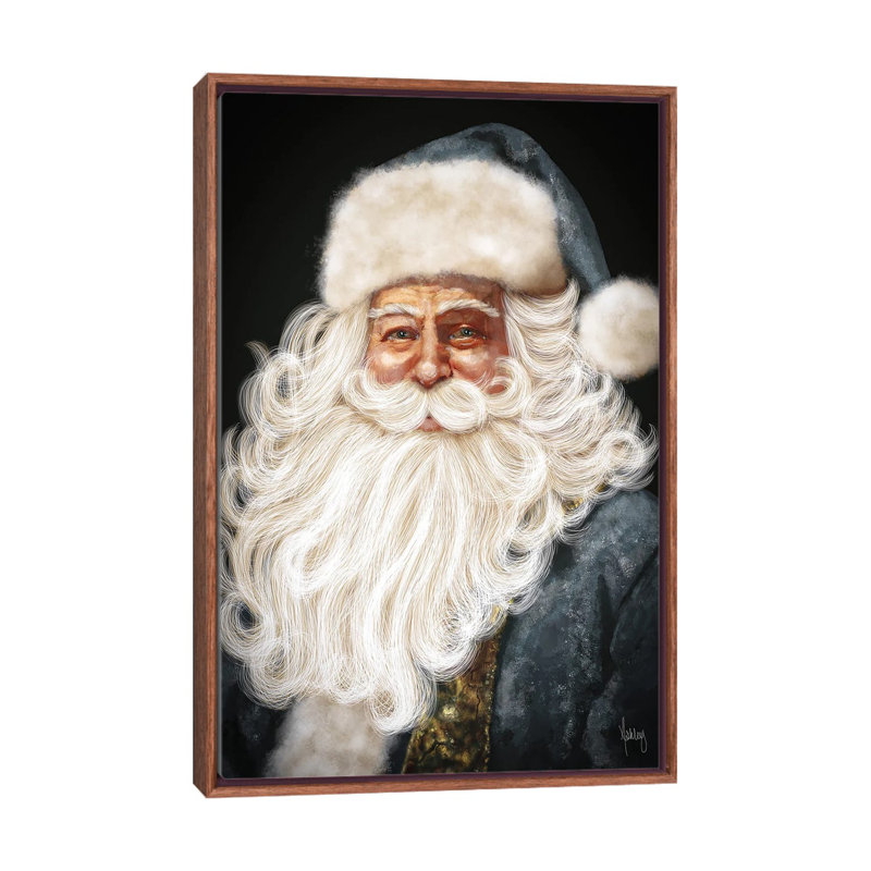 «Blue Santa», reproduction d'art sur toile encadrée, Brun
