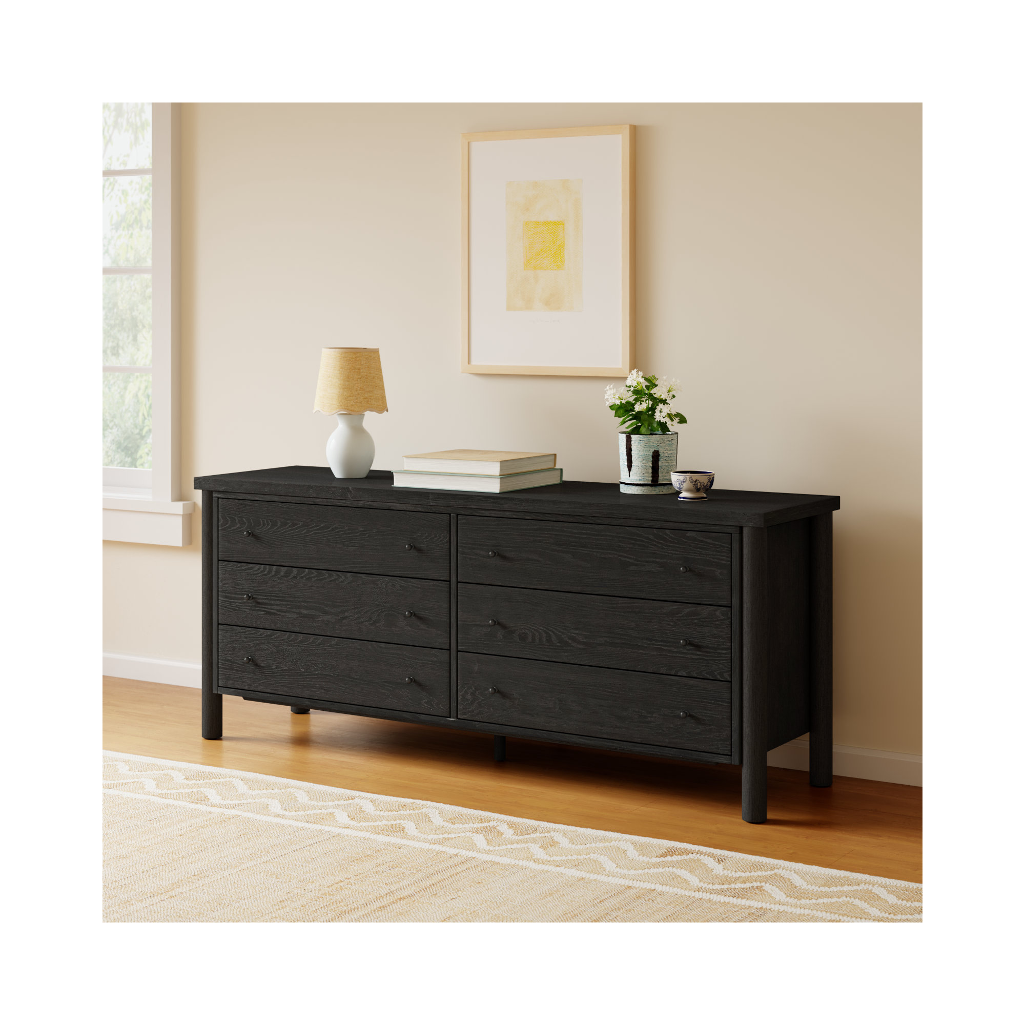 Linda 6 - Drawer Dresser, Black