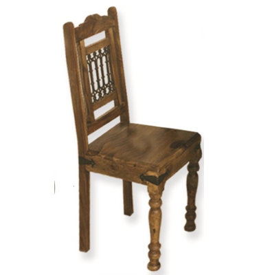 Solid Wood Slat Back Side Chair in Brown