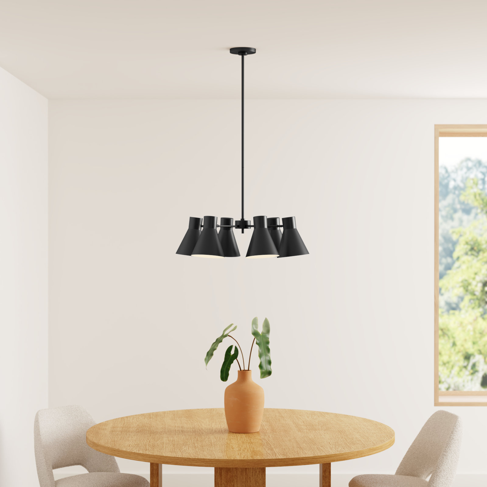 Anton 6 - Light Dimmable Cone Chandelier, Midnight Black