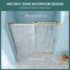 Porte de salle de bain coulissante simple 48,8 po, verre trempé 8 mm, structure dorée, rouille l 48 po x H 76 po avec porte réversible en acier inoxydable 304 gauche