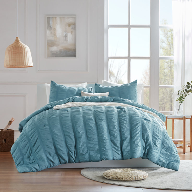 Polyester Comforter, Full/Queen Comforter + 2 Standard Shams, Cameo Blue