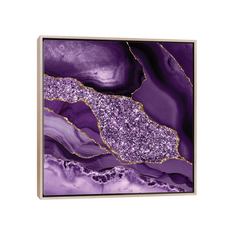 Agate Glitter Ocean Texture III, No Mat, 26" H x 26" W x 1.5" D, Natural Wood Floater Framed Canvas