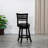 30" Bar Height Slat Back Swivel Stool, Espresso Finish, Charcoal Fabric Seat-1877900203