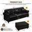 Canapé Chesterfield avec capitonnage à boutons Mid-Century 82,6 po avec garniture cloutée et 2 repose-pieds-1544026606