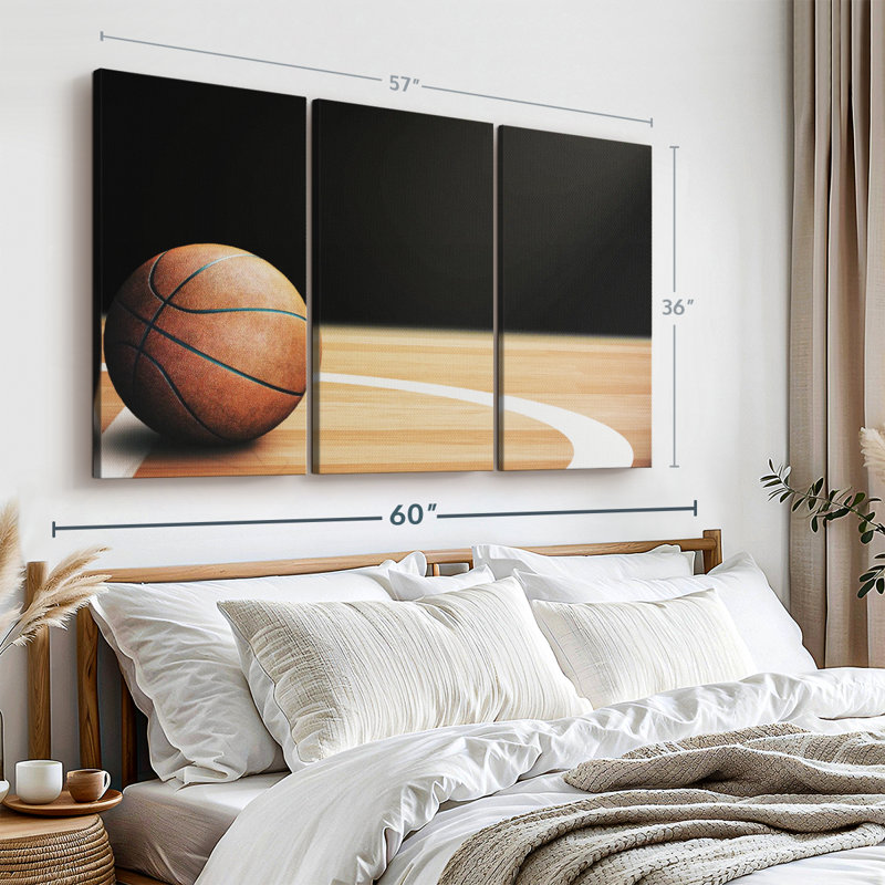 «Basketball Court Ball», 3 pièces, H 36 po x l 57 po x P 1,25 po