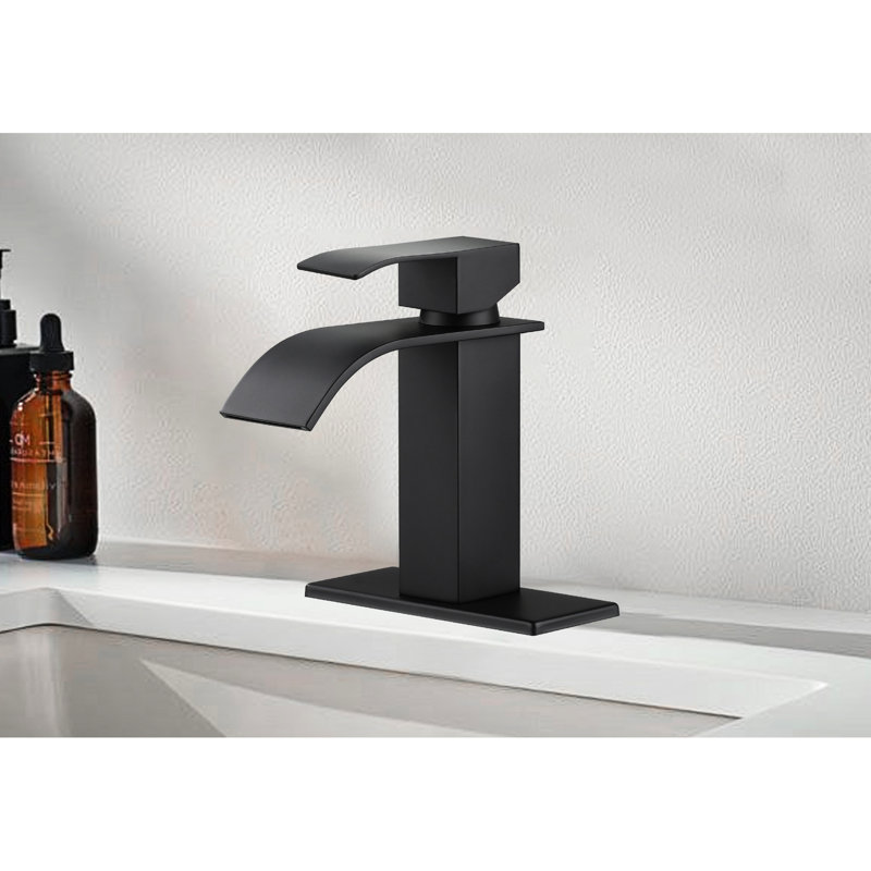 Stainless Steel Waterfall Spout Bathroom Sink Tap, Single Handle For User- Water Delivery, Matte Black Color Faucet, Efficient Control, Build