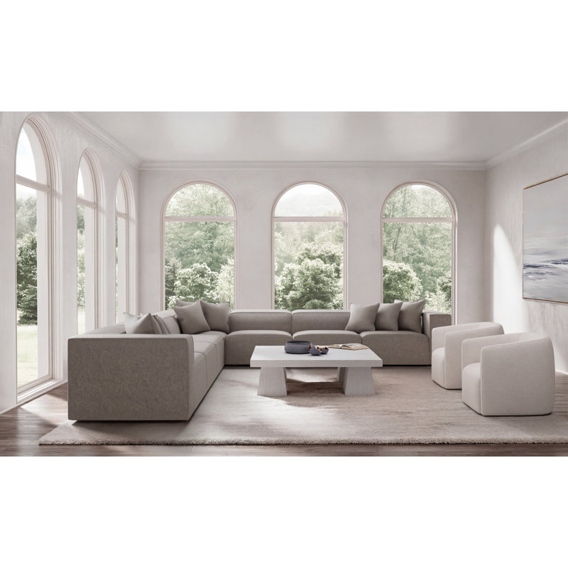 Bernhardt Bliss 5-Piece Fabric Sectional, Light Brown Polyester, 28" H x 160.5" W x 160.5" D
