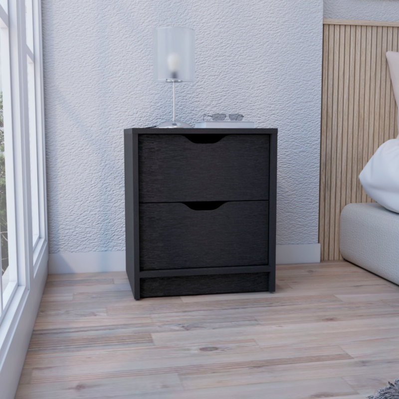 2 Drawers Nightstand , End Table, Side Table Pull Out System, Black