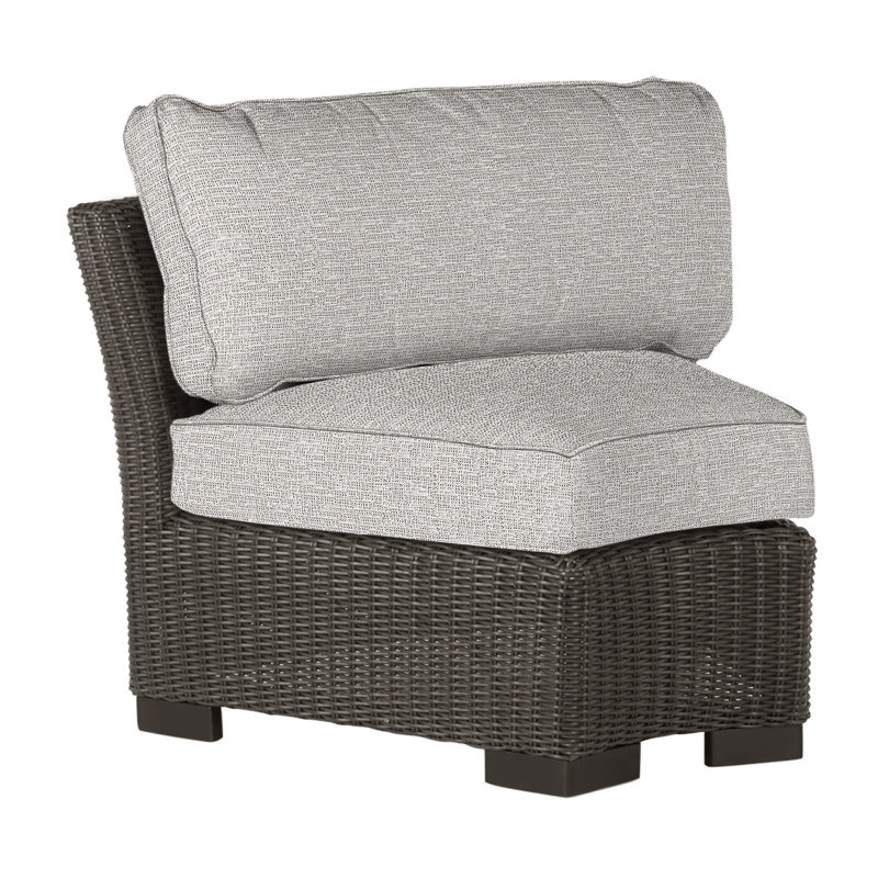 Club Woven Patio Chair with Cushions, Welt, Intermix Bark, Black Walnut