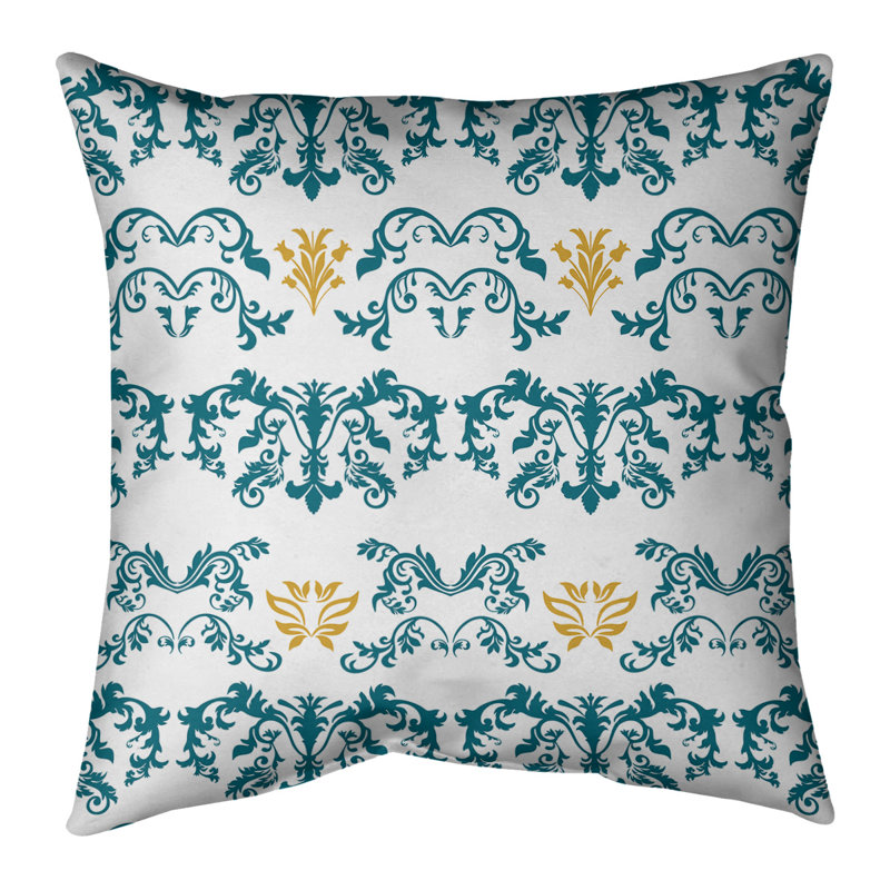 Housse de coussin Jacksonville Football Baroque, 18" x 18", Polyester filé, Blanc / bleu sarcelle / jaune