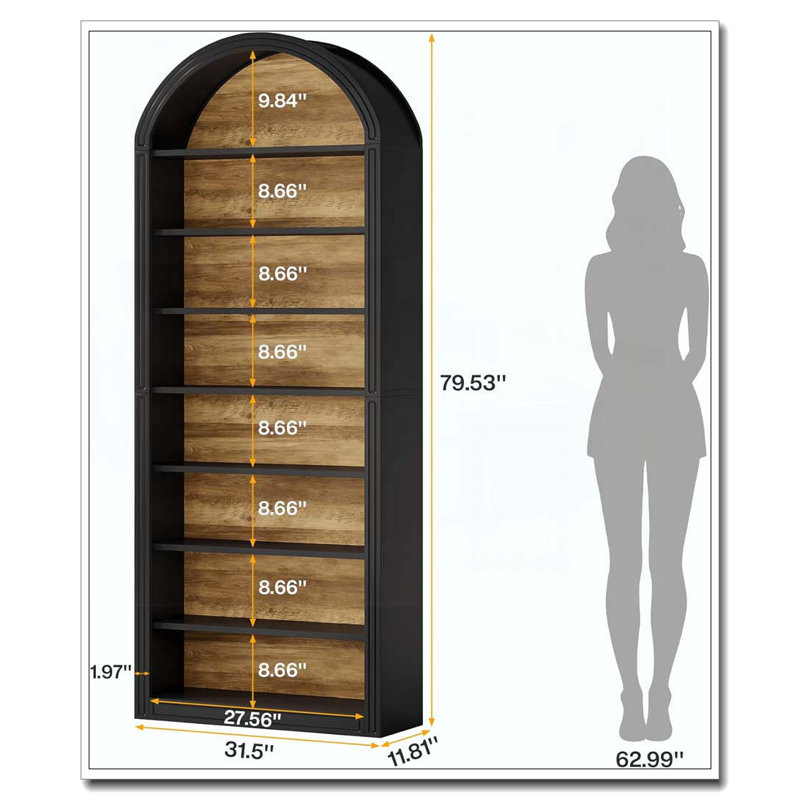 Étagère de rangement ouverte 79,53 "à 8 niveaux 79, Noir / brun