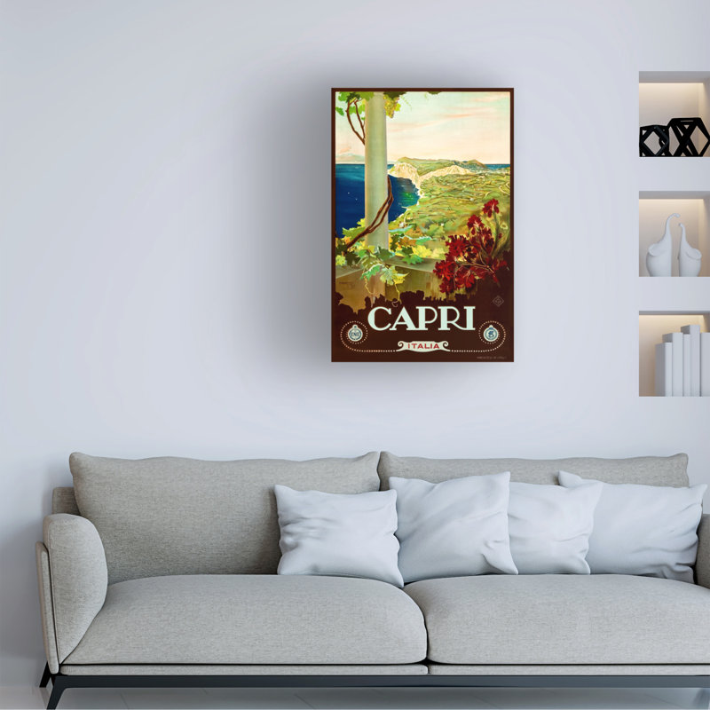 «Mario Borgoni», affiche sur les capris, art des années 1920, H 19 po x l 12 po