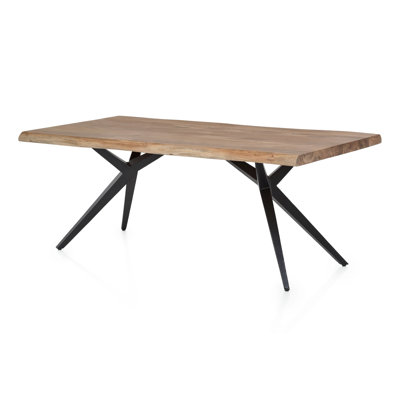 Lewandowski Acacia Solid Wood Top Metal Base Dining Table