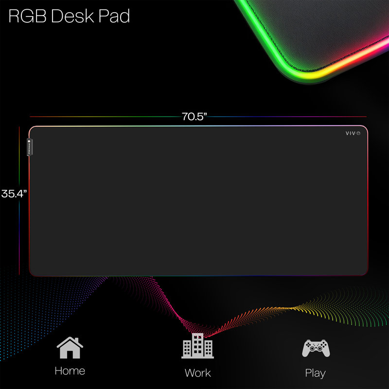 VIVO Black 71" x 36" RGB Desk Pad (DESK-PAD72-36)