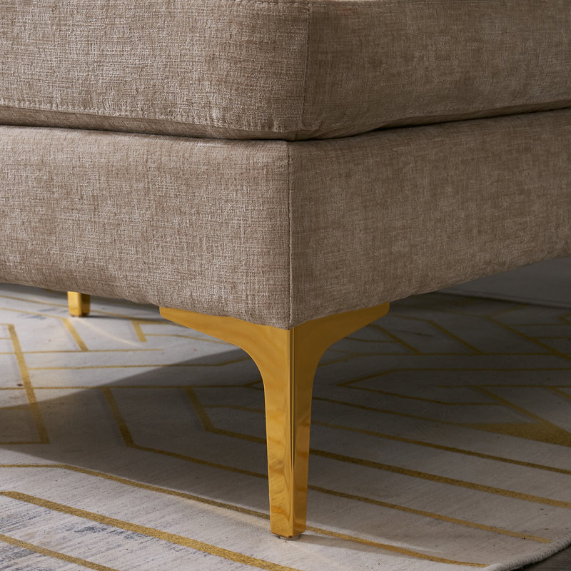 Trego Upholstered U-Shaped Sectional Symmetrical, Camel Chenille