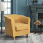 Chaise moderne avec accoudoirs jaune moutarde pour la maison - Revêtement doux, inclinable, confortable, confortable, relaxant, pieds carrés avec finition naturelle