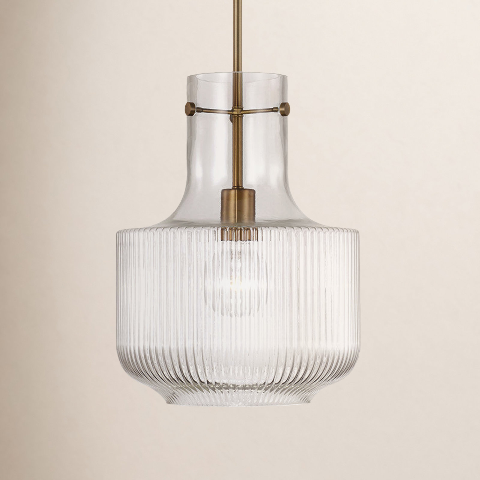 Altera Single Light Glass Dimmable Pendant, Aged Brass