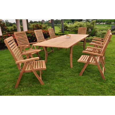 Ensemble repas 11 pièces teck luxueux Ledya