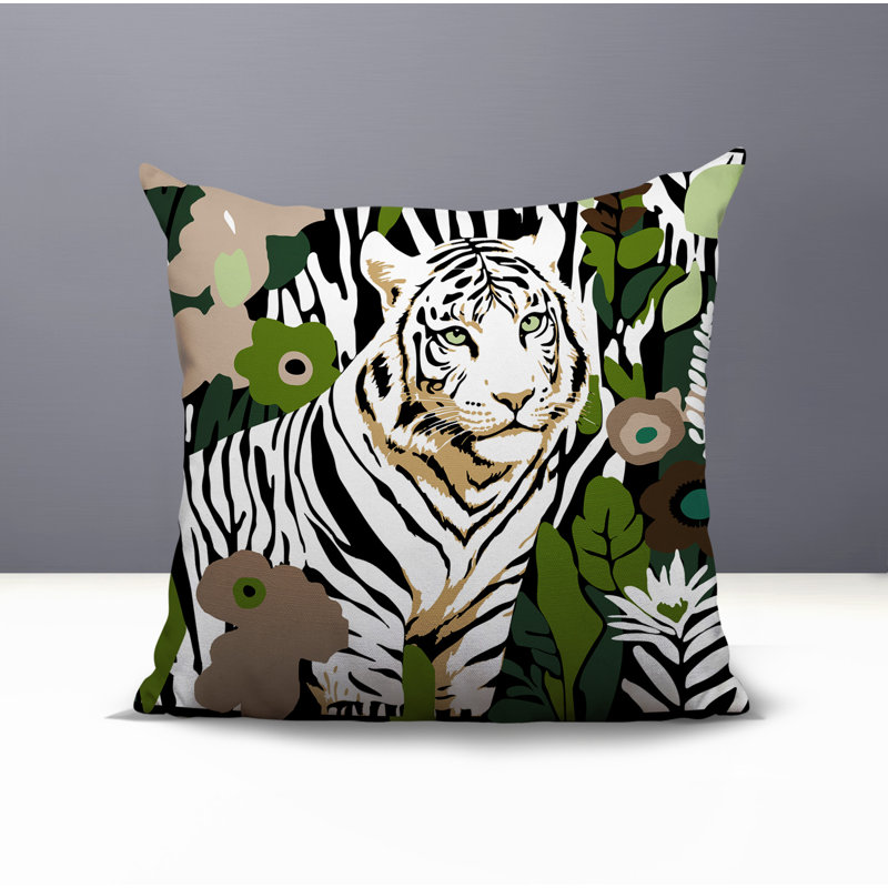 Oreiller carré réversible intérieur / extérieur Wilo Tiger, H 18 po x l 18 po, Beige