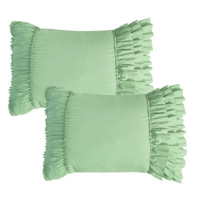 Set Of 2  Ruffle Pillow Shams, Handcrafted Ruffle Farmhourse Pillowcases,  Wrinkle And Shrinkage Resistant Boho Pillow Covers For Bedroom