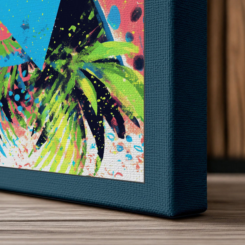 Leopard In Bloom Maximalist - Print, 30x20 - 76.2 x 50.8 cm, Teal Border