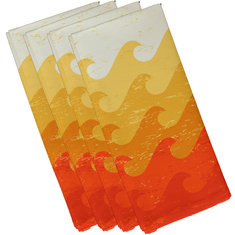 Ensemble de serviettes 4 pièces Allbritton Deep Sea, L 18 po x L 18 po, Jaune/orange