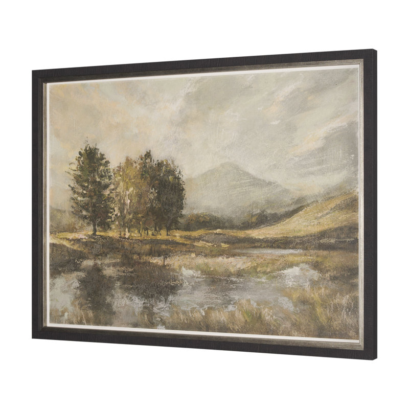 Toile encadrée texturée embellie à la main, H 31,5 po x l 31,5 po x P 1,6 po, Paysage à l'ancienne IV