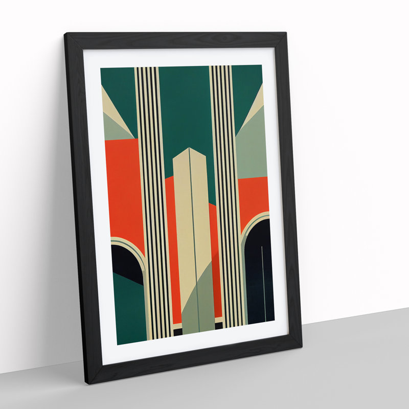 Art Deco Architecture No.3 Skyscraper - Single Picture Frame Print, Black Framed, 34cm H x 25cm W x 2cm D