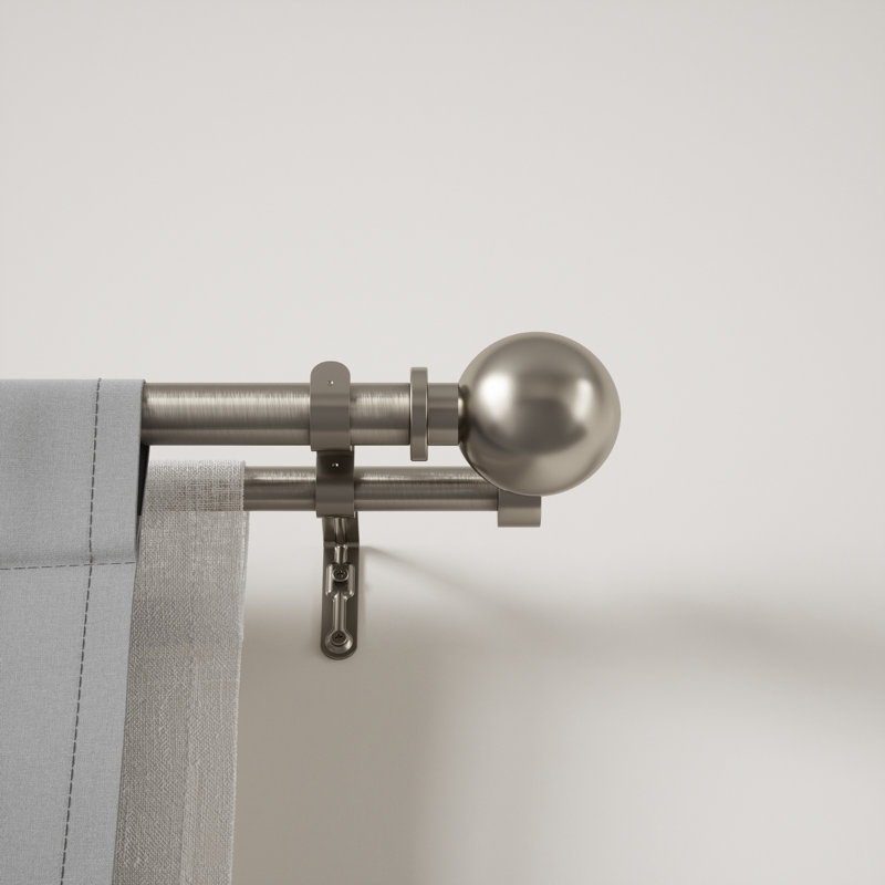 BOLAS Nickel Adjustable 1'' Double Curtain Rod, 72" - 144"