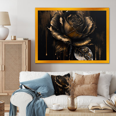 Black And Gold Rose III - Rose Canvas Prints