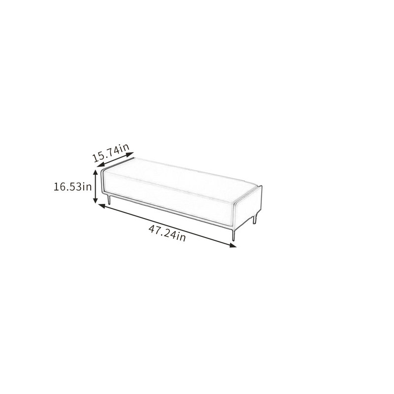 Banc rembourré en similicuir Custom Home, Orange / blanc cassé, H 16,53 po x l 47,24 po x P 15,74 po
