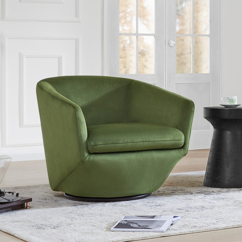 Elexi Upholstered Swivel Barrel Chair, Green