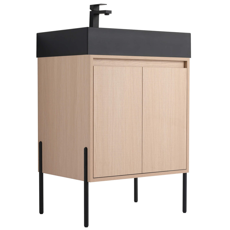 Meuble-lavabo 24 po Ebord Designs Yordana, Chêne blanc, Noir, noir, noir, noir
